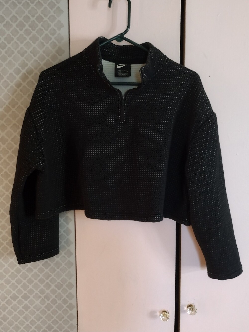 Nike Black Cropped Quarter-Zip Sweatshirt